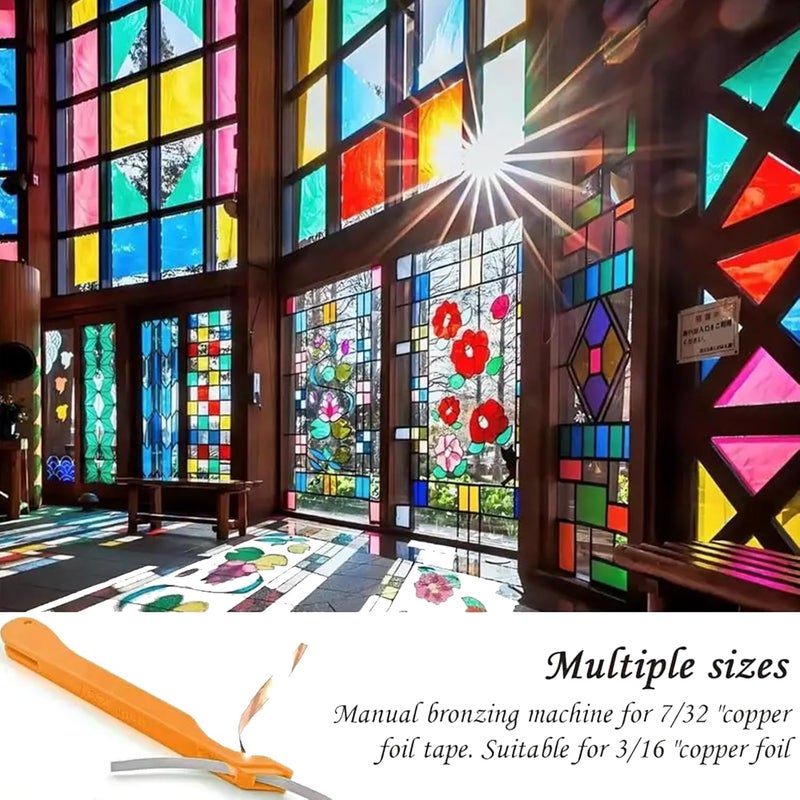 QidaiaLuck Copper Foil Hand Foiler for Stained Glass, Stained Glass Hand Foiler Tool,Copper foil Dispenser,Orange Hand Foiler for 7/32" Copper Foil Tape,Stain Glass Tools and Supplies - Image 4